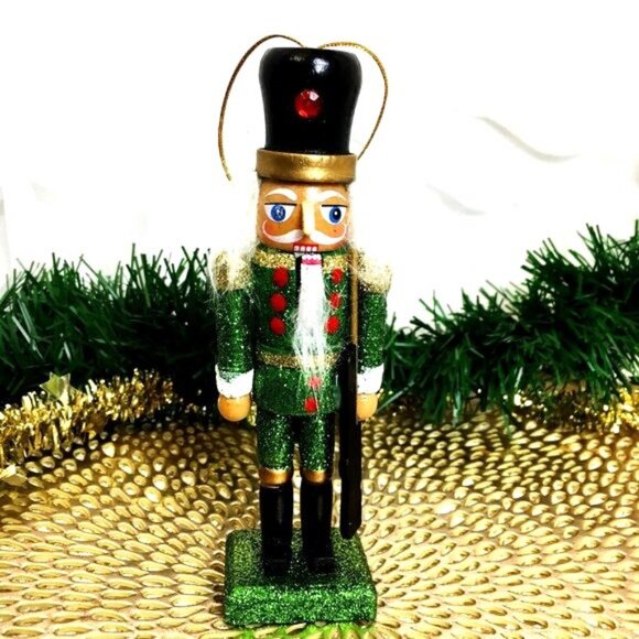 Nutcracker Wooden Sparkle Set of Five Holiday Christmas Ornaments - Picture 6 of 14